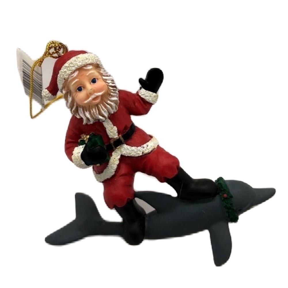 Santa Claus Riding Surfing Dolphin